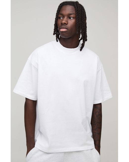 BoohooMAN White Basic Oversized Extended Neck T-Shirt for men