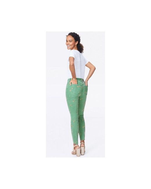 NYDJ Ami Skinny Jeans Groen Twill | Native Floral Vanilla in het Green