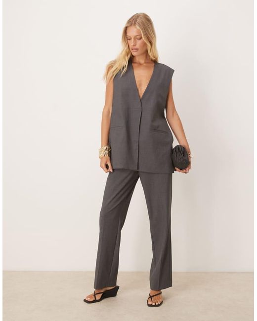 Aware Gray Oversized Tailored Waistcoat Co-Ord