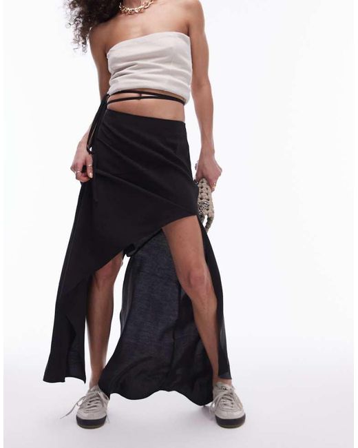 TOPSHOP White Hanky Hem Asymmetric Skirt