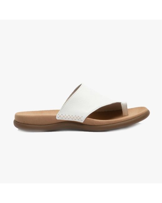 Gabor White Lanzarote Ladies Leather Mule Sandals