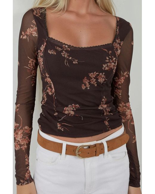 Hiccup Black Heart Collar Printed Long Sleeve Top