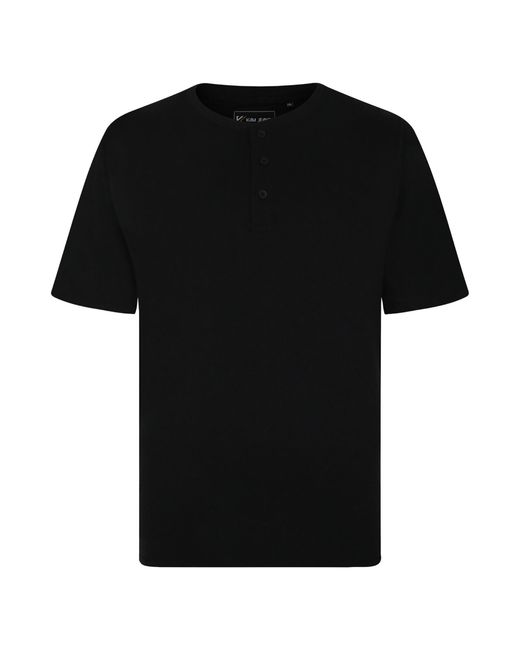 KAM Jeanswear Black Kam Plus Size O-Neck Tee Shirt Button Up for men