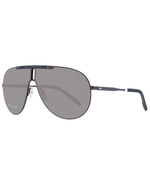 Tommy Hilfiger Gray Aviator Sunglasses With Frame And Lenses for men