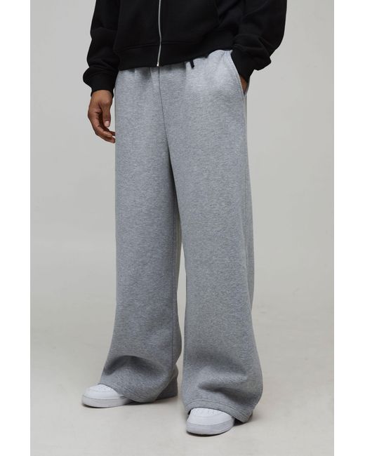 BoohooMAN Gray Extreme Wide Leg Heart Printed Jogger for men