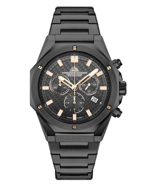 Christophe Duchamp Black Logo-Textures Dial With Bracelet And Case for men