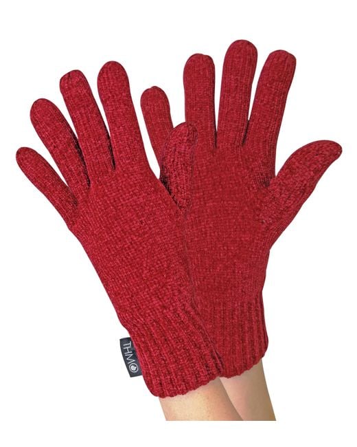 THMO Red Outdoor Thermal Winter Chenille 3M Thinsulate Gloves