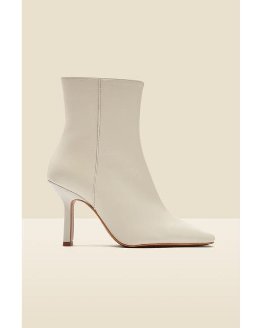 Sosandar Natural Leather Square Toe Ankle Boot