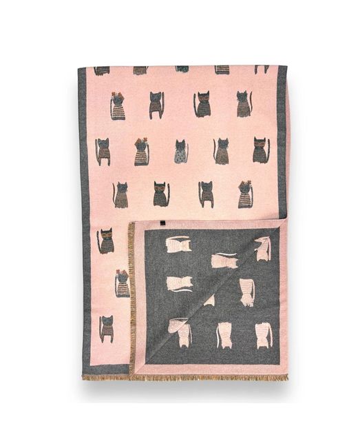 SVNX Pink Cat Printed Scarf
