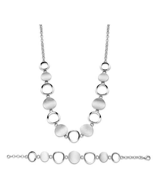 Orphelia White 925 Sterling Set: Chain + Bracelet