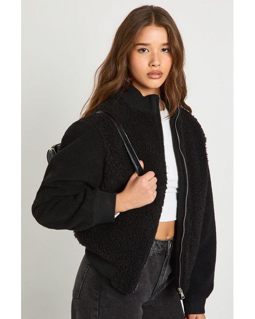 Boohoo Black Boucle Wool Look Jacket