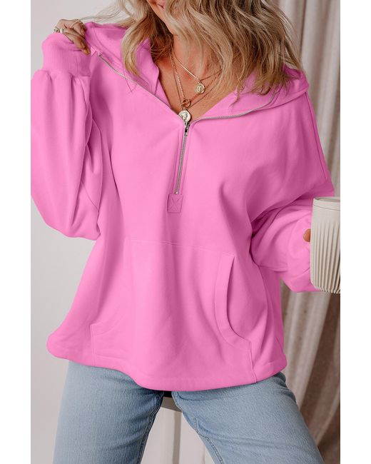 Azura Exchange Pink Fleecegefütterter Rundhals-Sweatshirt