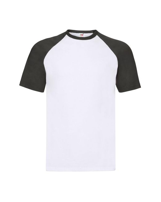 Fruit Of The Loom Volwassen Contrast Honkbal T-shirt (wit/zwart) in het Black