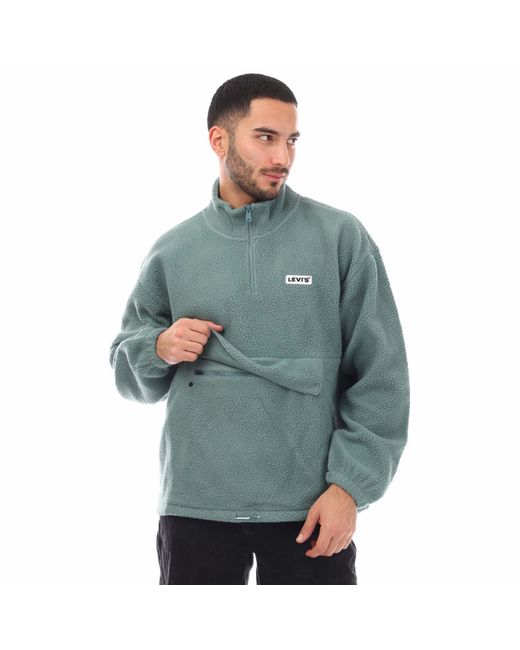 Levi's Green 1/4 Zip Mockneck Sherpa Fleece for men