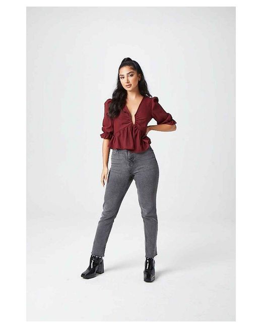 Urban Bliss Red U Bar Empire Peplum Top