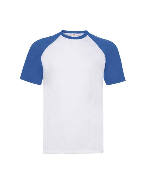 Fruit Of The Loom Blue Adult Contrast Panel Baseball T-Shirt /Royal) Cotton