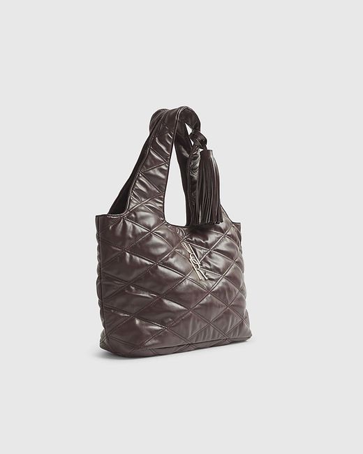 River Island White Shoulder Bag Oversized Quilted Rr Branding Pu
