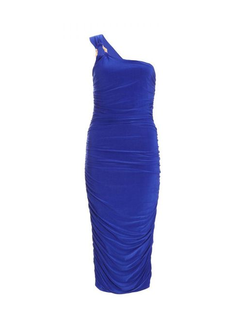 Quiz Blue Royal One Shoulder Bodycon Midi Dress