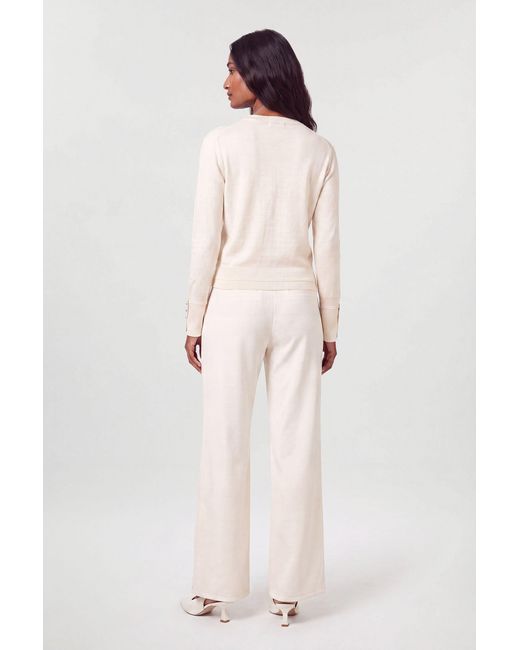 Karen Millen Natural Forever Viscose Blend Knitted Long Sleeve Crew Neck Jumper