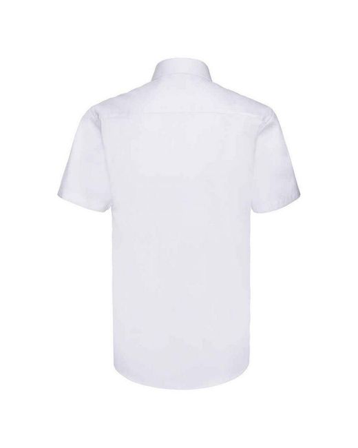 Russell White Collection Herringbone Short-Sleeved Formal Shirt for men