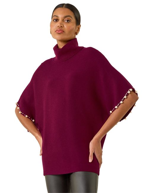Roman Red Faux Pearl Embellished Knit Jumper