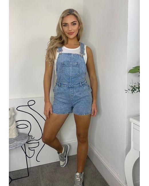 Urban Bliss Blue Easy Short Bleach Dungaree