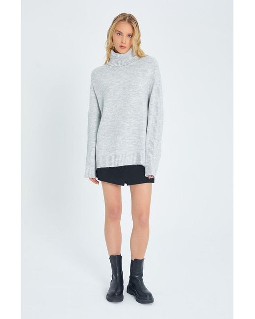 MixRay White Lässiger Turtleneck Strickpullover