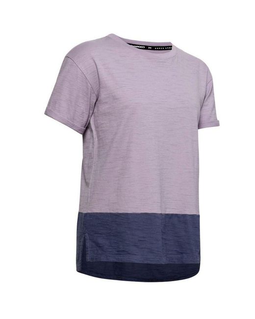 Under Armour Purple Short Sleeve Crew Neck Charged T-Shirt 1355585 554 Cotton