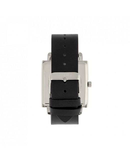 Simplify Metallic The 5000 Leather-Band Watch