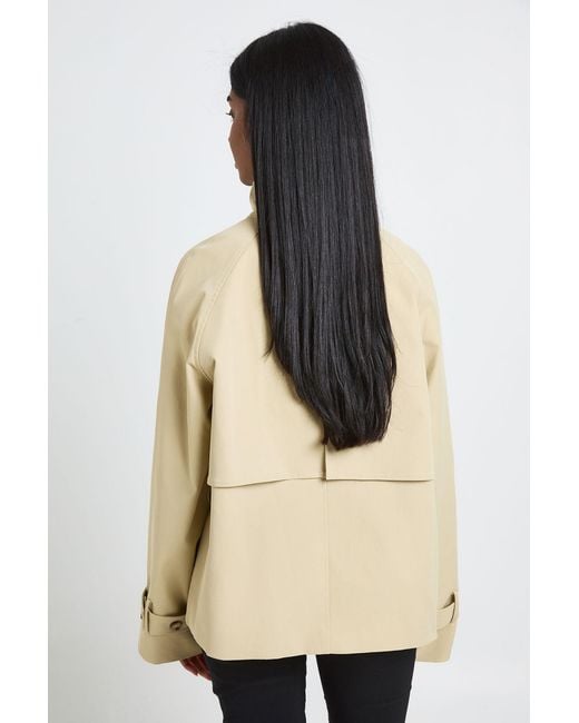 Boohoo Natural Funnel Neck Belted Trench Coat