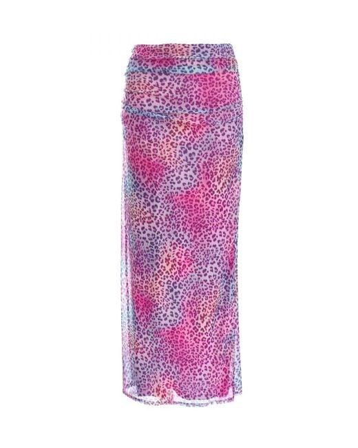 Quiz Multicolored Leopard Print Mesh Maxi Skirt in Purple Lyst UK