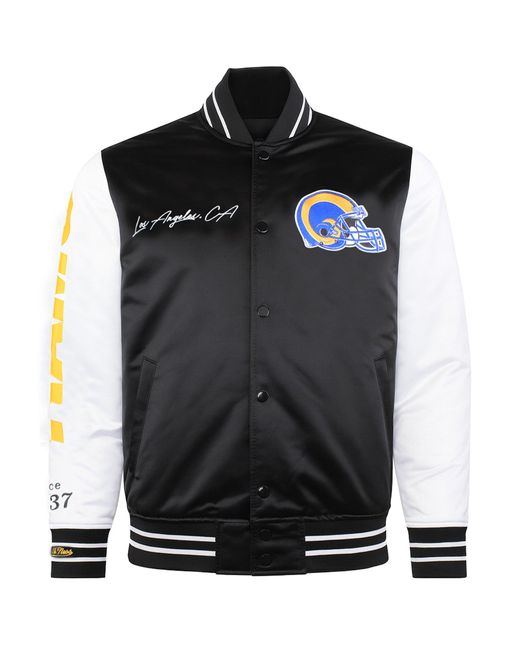 Mitchell & Ness Black Nfl Los Angeles Rams Satin Bomber Jacket for men