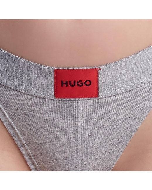 Boss Purple Elastic Cotton Thong With Logo 50492326