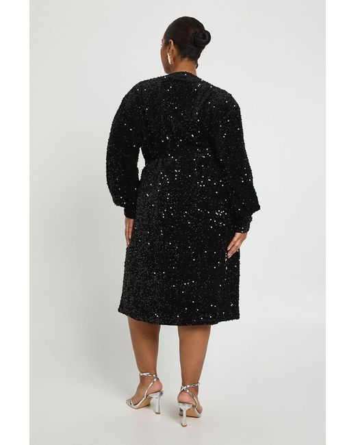 Boohoo Black Plus V Neck Wrap Dress
