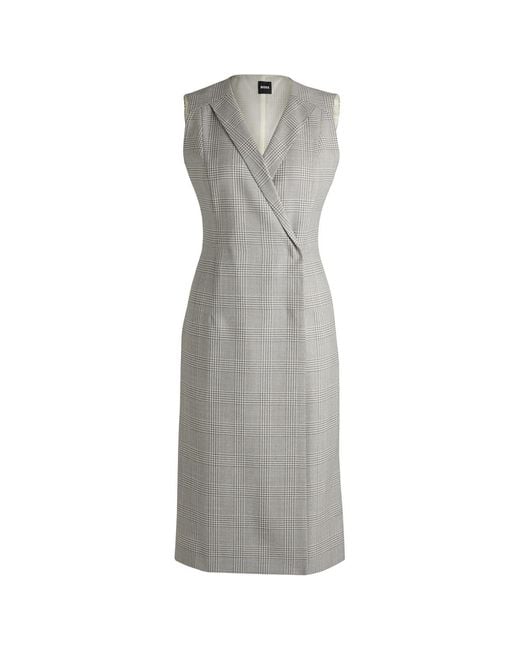 Boss Gray Dimala V-Neck Sleeveless Knee Length Dress