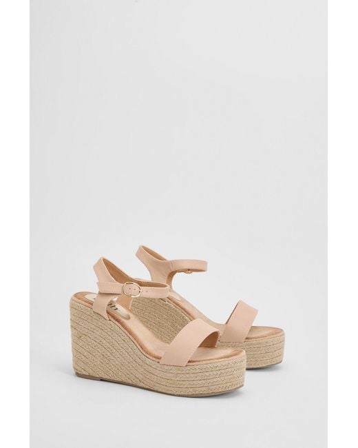 Faith Natural Remie Open Toe High Espadrille Wedge Sandals