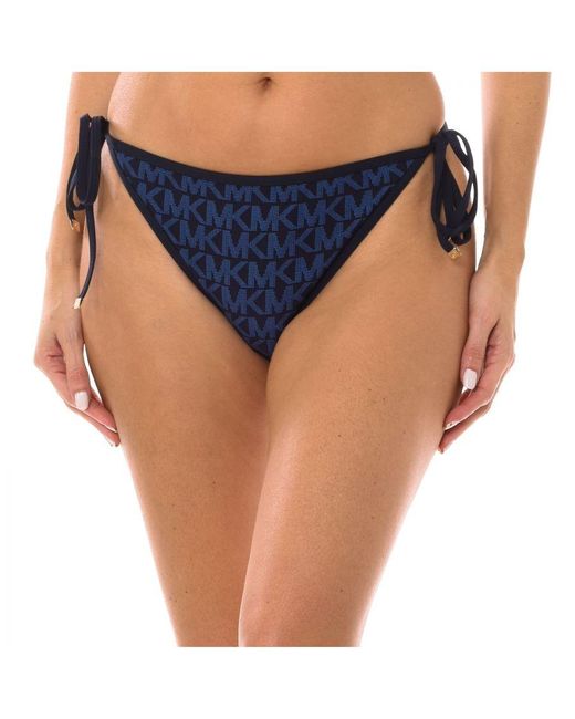 Michael Kors Blue Signature Logo String Bikini Bottoms