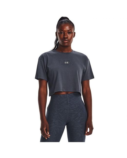 Under Armour Crop Short Sleeve T shirt Cotton in Blue Lyst UK