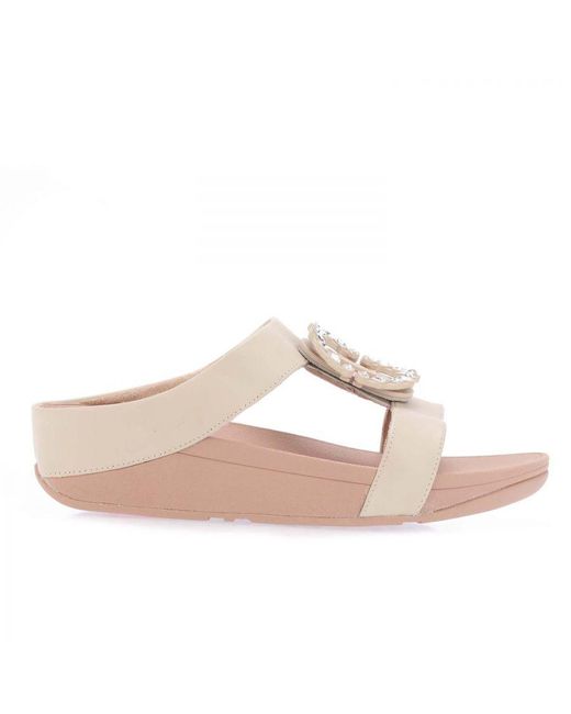 Fitflop Pink Womenss Fit Flop Lulu Crystal-Circlet H-Bar Slide Sandals