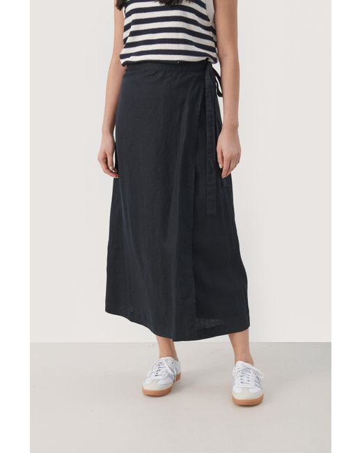 Part Two Blue Gadielapw Tie Waist Midi Skirt