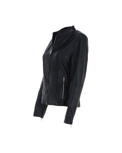 Ashwood Leather Black 'Kate' Real Mandarin Collar Biker Jacket