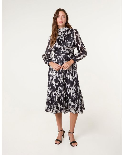 Blue Vanilla Black High Neck Midi Dress