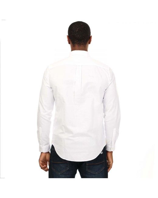 Lacoste White Buttoned Collar Oxford Shirt for men