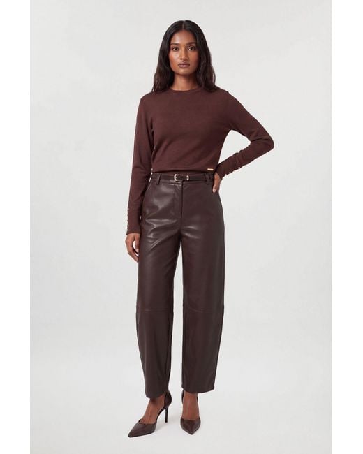 Karen Millen Brown Forever Viscose Blend Knitted Long Sleeve Crew Neck Jumper