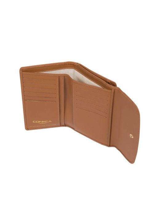 Conkca London Brown 'Maple' Saddle Leather Tri-Fold Purse