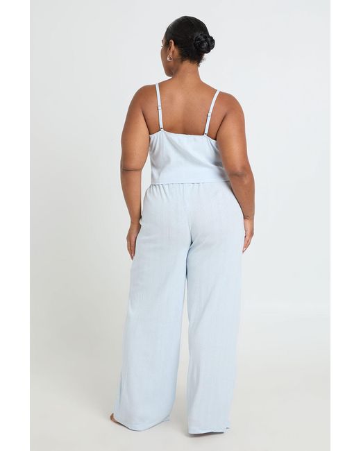 Boohoo White Plus Pointelle Cami Pyjama Top