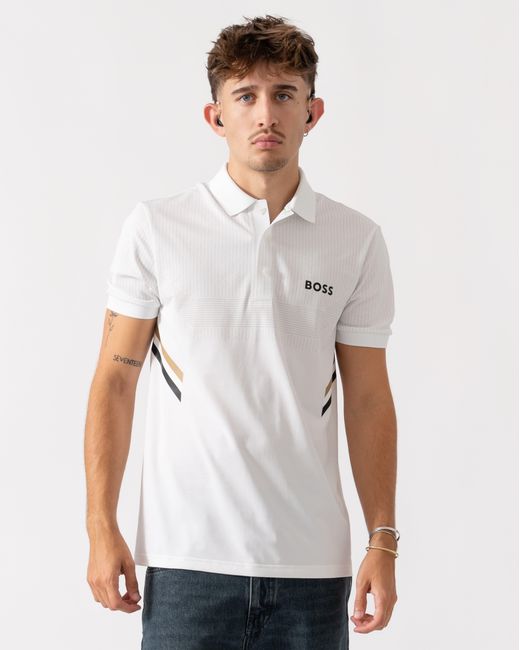 Boss White Paule Toc Polo Shirt for men