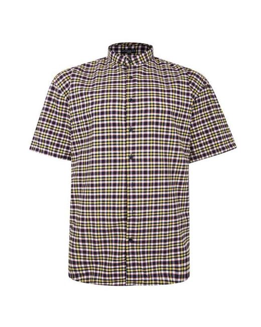Fitzgerald London Black Fitz Gerald Big Size Casual Short Sleeve Cotton Checked King for men