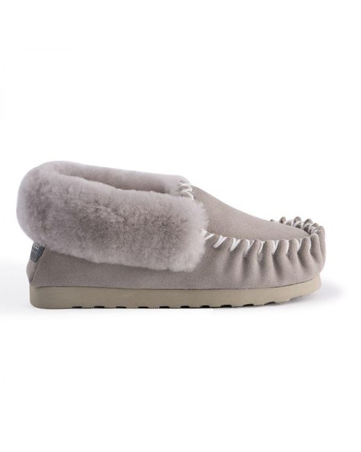 Aus Wooli Gray "Waterloo" Australia Hand Stitched Sheepskin Moccasin, Light Leather