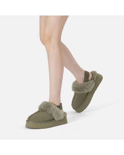 EverAu Australia Green Ever Au Wagtail Removable Strap Platform Slippers